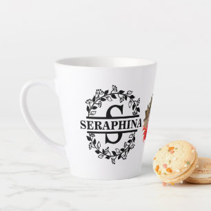 Tasse Latte Tournesol moderne personnalisé photo Floral S Mono