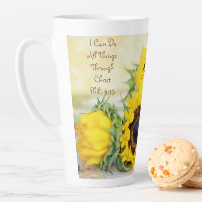 Tasse Latte Tournesol Philippiens 4:13 Écriture (En situation)