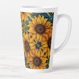 Tasse Latte Tournesols Floral moderne en détresse