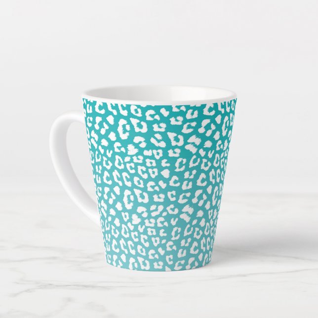 Tasse Latte Tourquoise Leopard Patters (Angle gauche)