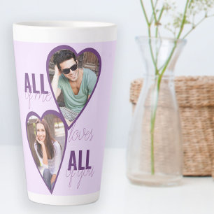 Tasse Latte Tout de moi aime tout de toi 2 Photo cœur lilas