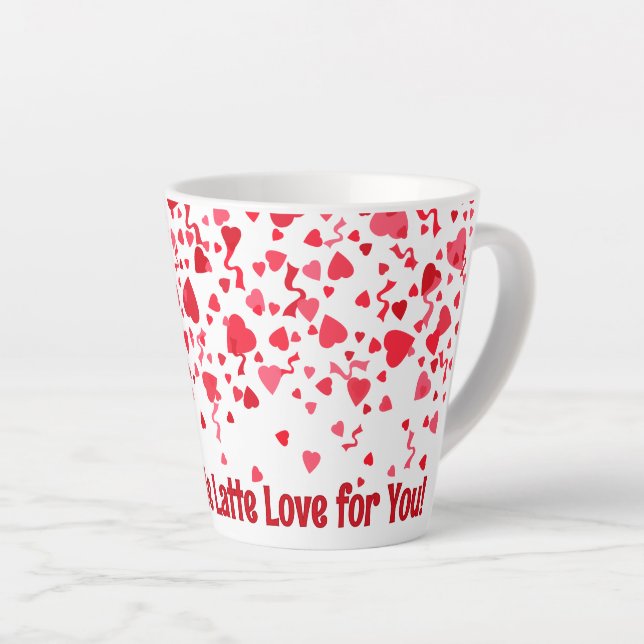 Tasse Latte Tout l'amour Latte Personnalisé Coeurs Confetti Ro (Angle droit)