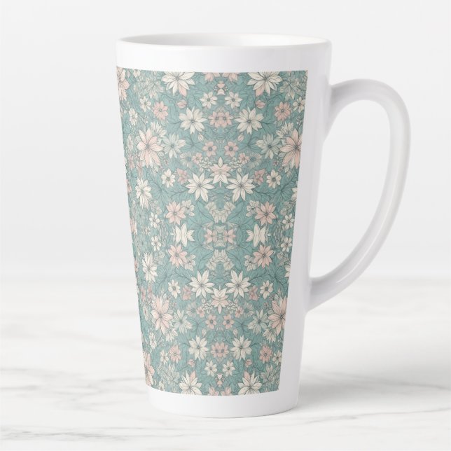 Tasse Latte Tout sur le motif floral léger (Droite)