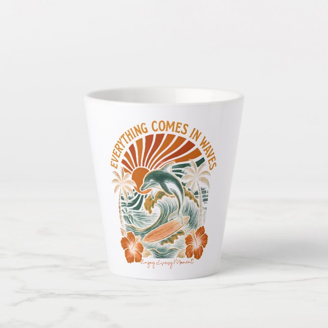 Tasse Latte Tout Vient En Vagues Rétro (Devant)