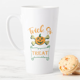Tasse Latte Tracer ou traiter les os croisés citrouille Hallow
