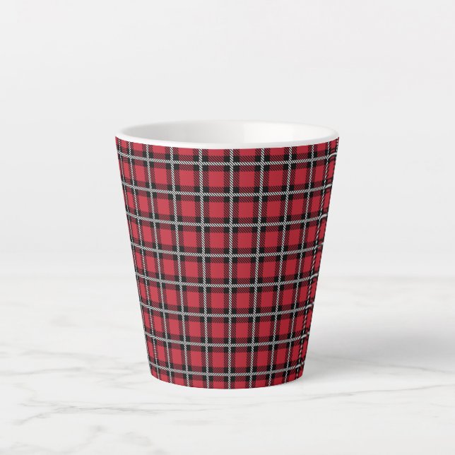 Tasse Latte Traditional Red & Black Scottish Plaid (Devant)