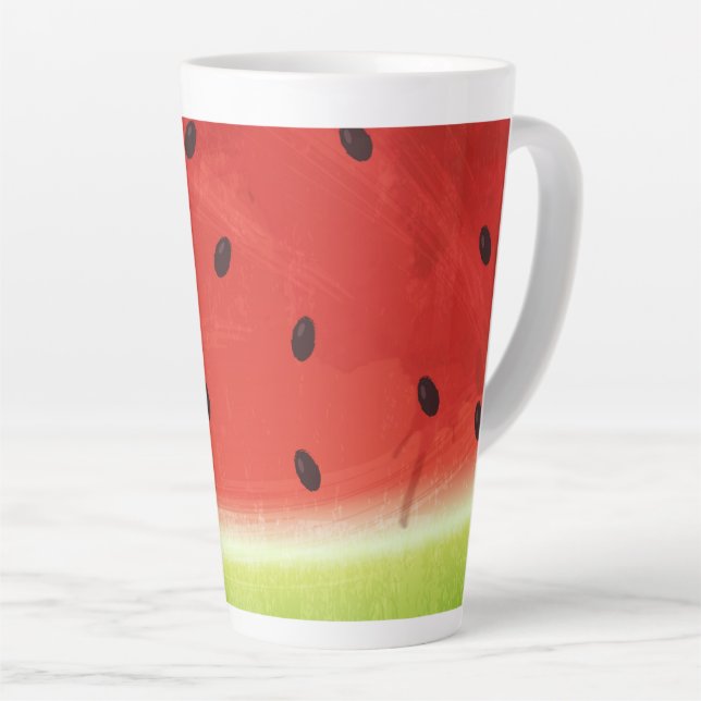 Tasse Latte Tranche géante de pastèque à l'aquarelle mignonne  (Angle droit)