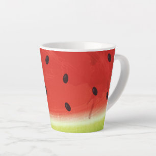 Tasse Latte Tranche géante de pastèque à l'aquarelle mignonne