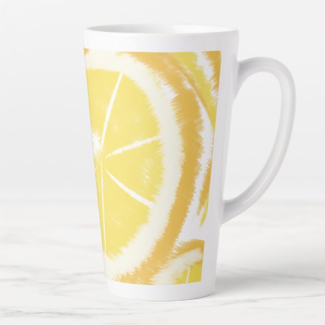 Tasse Latte Tranches Abstraites de tourbillons de citron (Droite)
