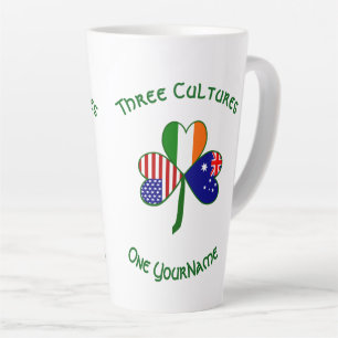 Tasse Latte Trèfle personnalisé Australien Irlandais Américain
