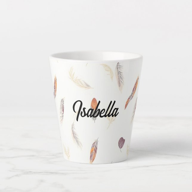 Tasse Latte Trendy Feathers Luxury Boho Collection (Devant)