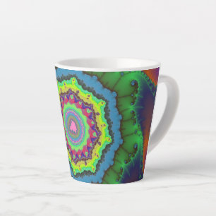 Tasse Latte Trendy Green, Orange et Blue Fractal