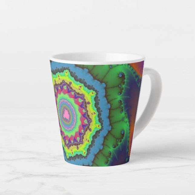 Tasse Latte Trendy Green, Orange et Blue Fractal (Angle droit)