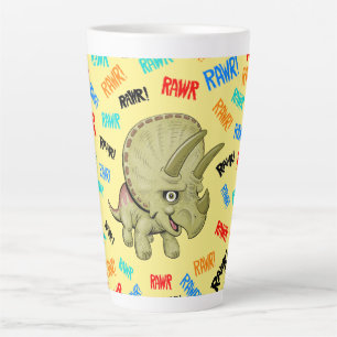 Tasse Latte Tricératops dit "Rawr !"