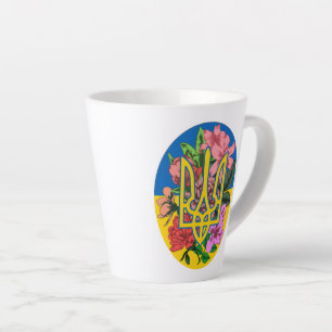 Tasse Latte Trident ukrainien et drapeau de l'Ukraine avec des