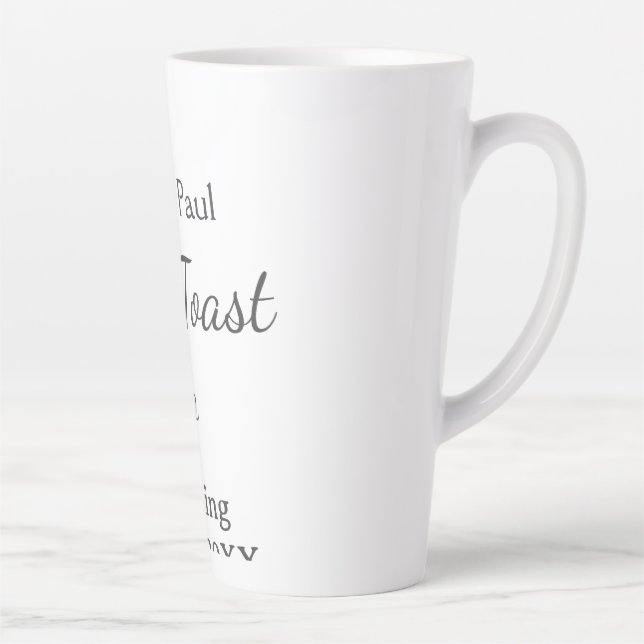 Tasse Latte Trinquons au mariage nom date couple simple (Droite)