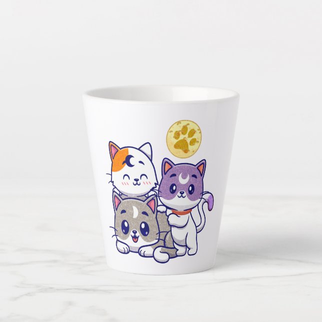 Tasse Latte Trio adorable - Trois chats mignons (Devant)
