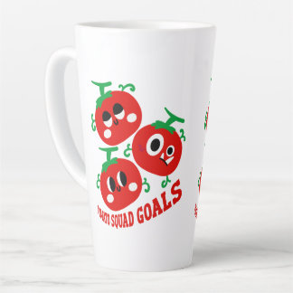 Tasse Latte Trio ludique dessiné à la main de visages de tomat