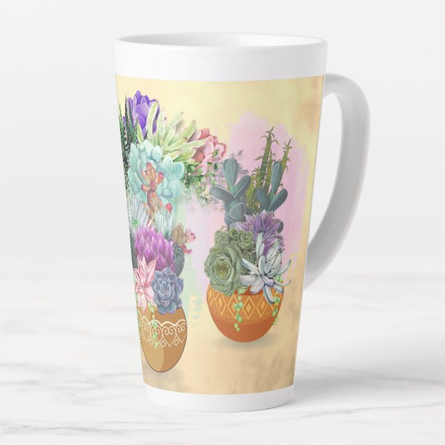 Tasse Latte Trio Succulent sur la tétine jaune  (Angle droit)