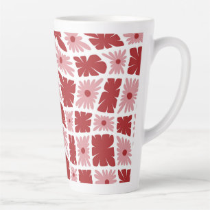 Tasse Latte Trippy super 60s Flower Checks Rouge rose