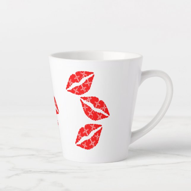 Tasse Latte Trois baisers rouge à lèvres avec cadeau motif bla (Droite)