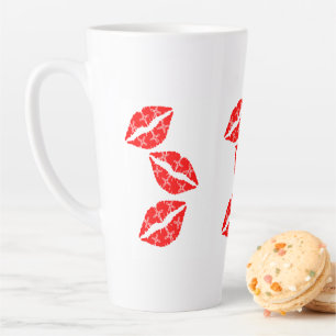 Tasse Latte Trois baisers rouge à lèvres avec cadeau motif bla