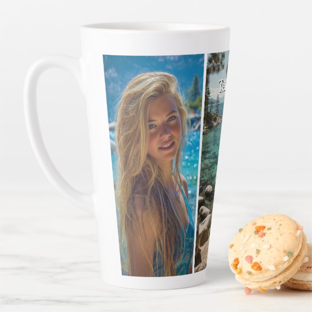 Tasse Latte Trois bandes verticales photo boho (En situation)