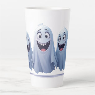 Tasse Latte Trois fantômes d'Halloween amicaux ensemble la nui