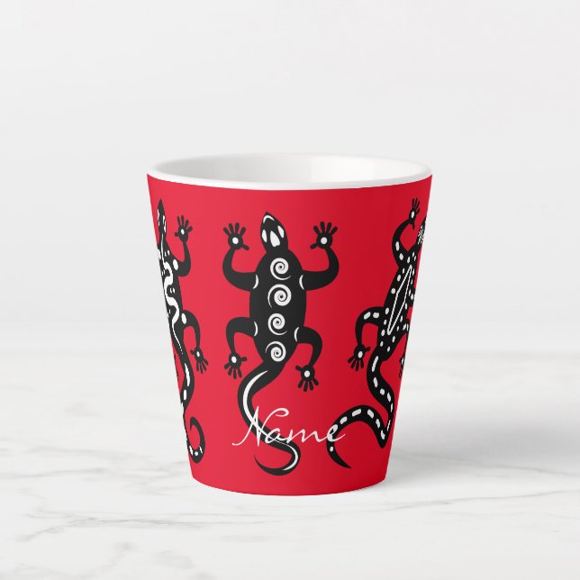 Tasse Latte Trois Lizards noirs style Thunder_Cove sud-ouest (Devant)