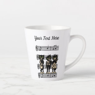 Tasse Latte Trois musiciens de jazz de chats noirs Notes music