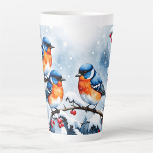 Tasse Latte Trois petits oiseaux chanteurs et des berrières ro