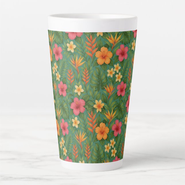 Tasse Latte Tropical/Hawaii patterned floral (Devant)
