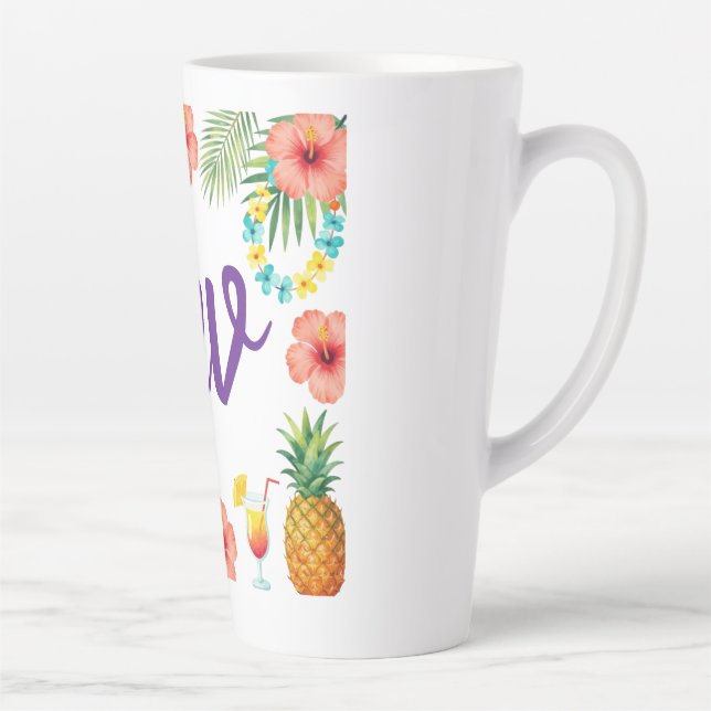 Tasse Latte Tropical Hibiscus Frame Aloha Vibes (Droite)