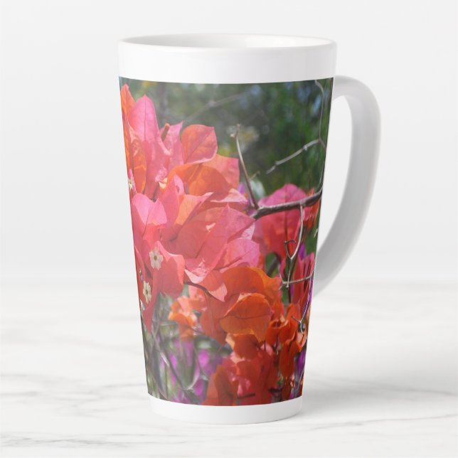 Tasse Latte Tropical Pink Bougainvillea Island Floral (Angle droit)