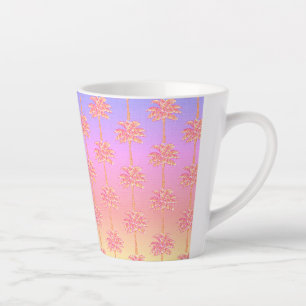 Tasse Latte Tropical Sunset Island Girl Palm Rose