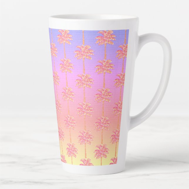 Tasse Latte Tropical Sunset Island Girl Palm Rose (Droite)