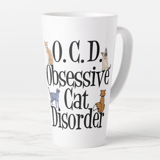 Tasse Latte Trouble de chat obsessionnel (Angle droit)