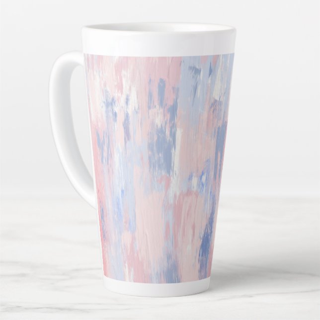 Tasse Latte Trucs de peinture bleu et blanc Abstraits (Angle gauche)
