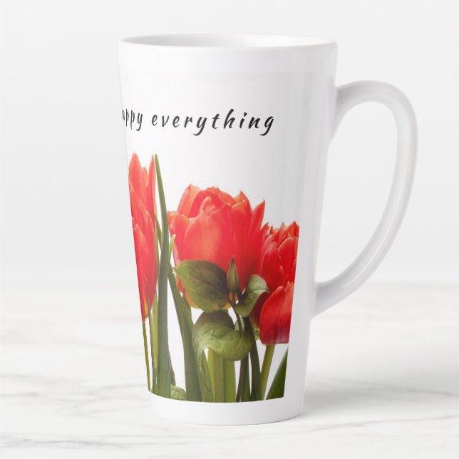 Tasse Latte Tulipe rouge joyeuse de printemps Fleur  (Droite)