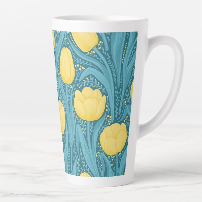 Tasse Latte Tulipes en bleu et jaune (Droite)