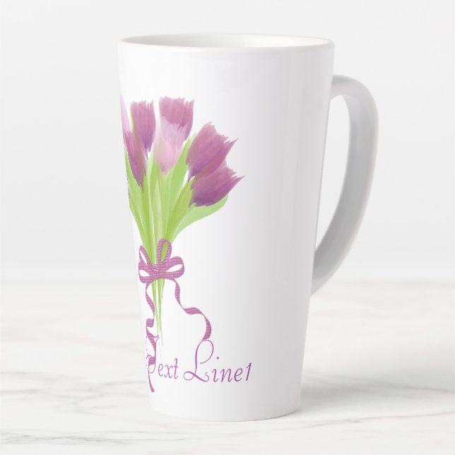 Tasse Latte Tulipes Personnalisées (Angle droit)