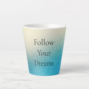 Tasse Latte Turquoise Chic Blanc Aqua bleu