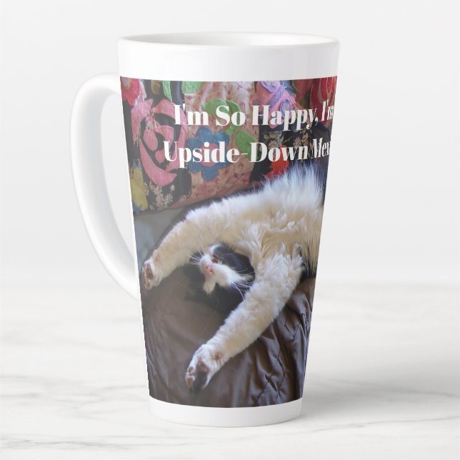 Tasse Latte Tuxedo Cat Cute faire une vague mexicaine drôle Mu (Angle gauche)