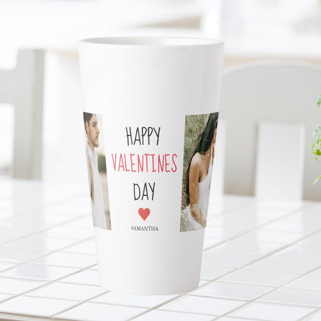 Tasse Latte Two Photos | Happy Valentines Day | Couple Gift (Créateur téléchargé)