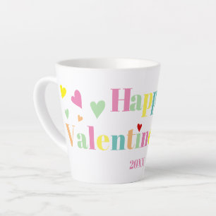 Tasse Latte Typographie colorée Joyeuse Saint-Valentin