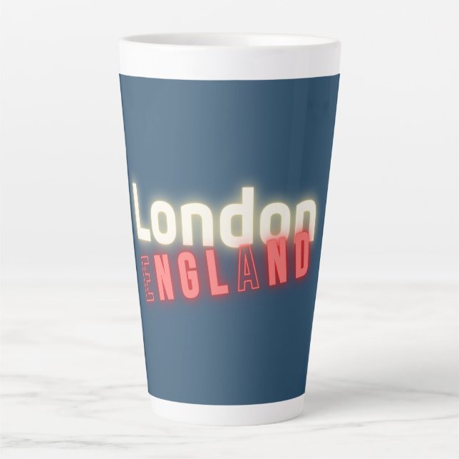Tasse Latte Typographie contemporaine de Londres Neon Lumières (Devant)