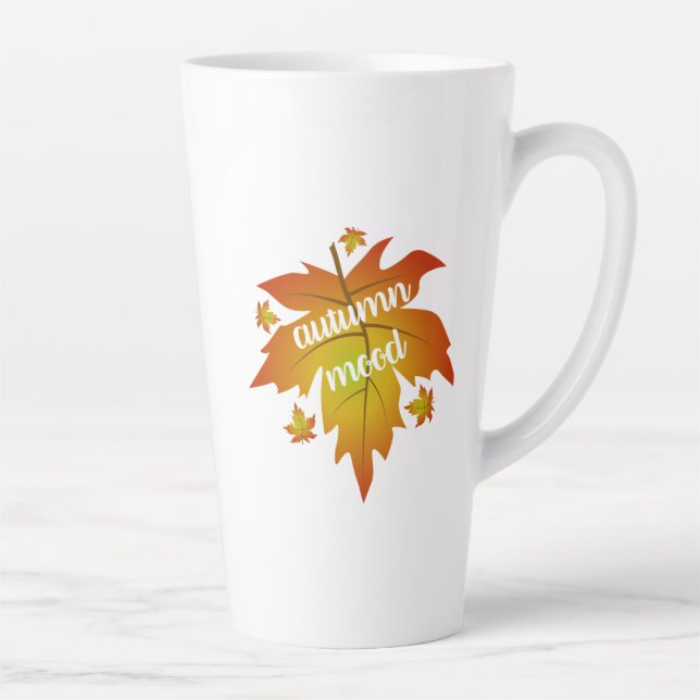 Tasse Latte Typographie de l'humeur d'automne feuille d'érable (Droite)