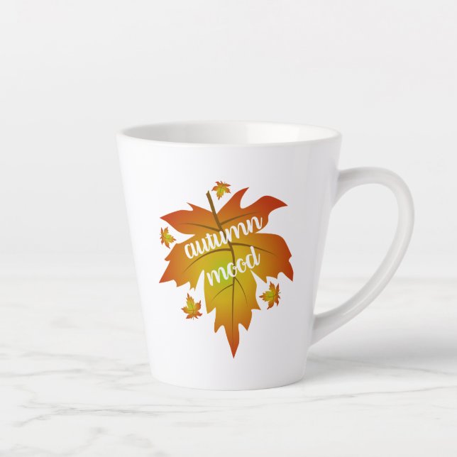 Tasse Latte Typographie de l'humeur d'automne feuille d'érable (Droite)