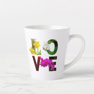 Tasse Latte Typographie florale AMOUR