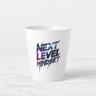 Tasse Latte Typographie Futuriste avec Effet de Glitch pour le